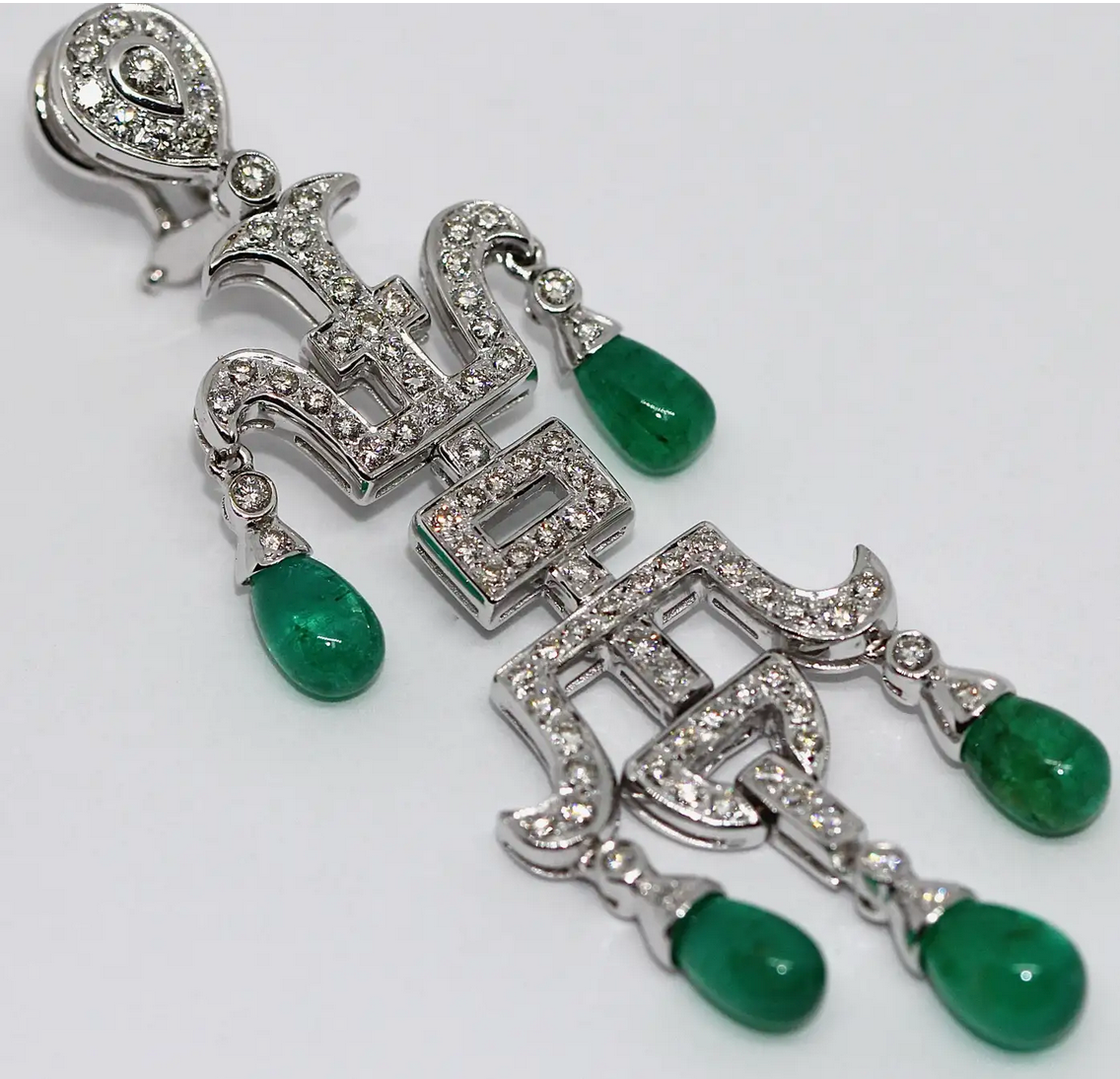 Prächtige Diamant-Smaragd-Ohrringe in 18 Karat Weißgold