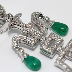 Prächtige Diamant-Smaragd-Ohrringe in 18 Karat Weißgold
