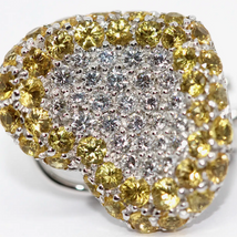 Pasquale Bruni Herz-Ohrstecker aus 18 Karat Weißgold mit Diamanten und gelben Saphiren