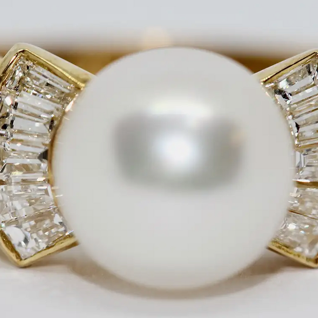 Wempe Ring aus 18 Karat Gelbgold mit Diamanten und Perle