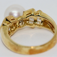Wempe Ring aus 18 Karat Gelbgold mit Diamanten und Perle