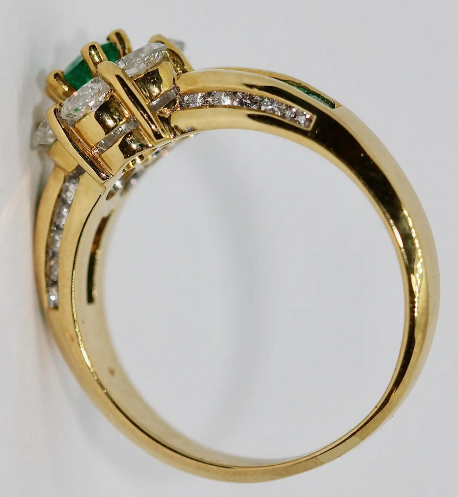 Türler Ring aus 18 Karat Gelbgold mit Diamanten und Smaragden