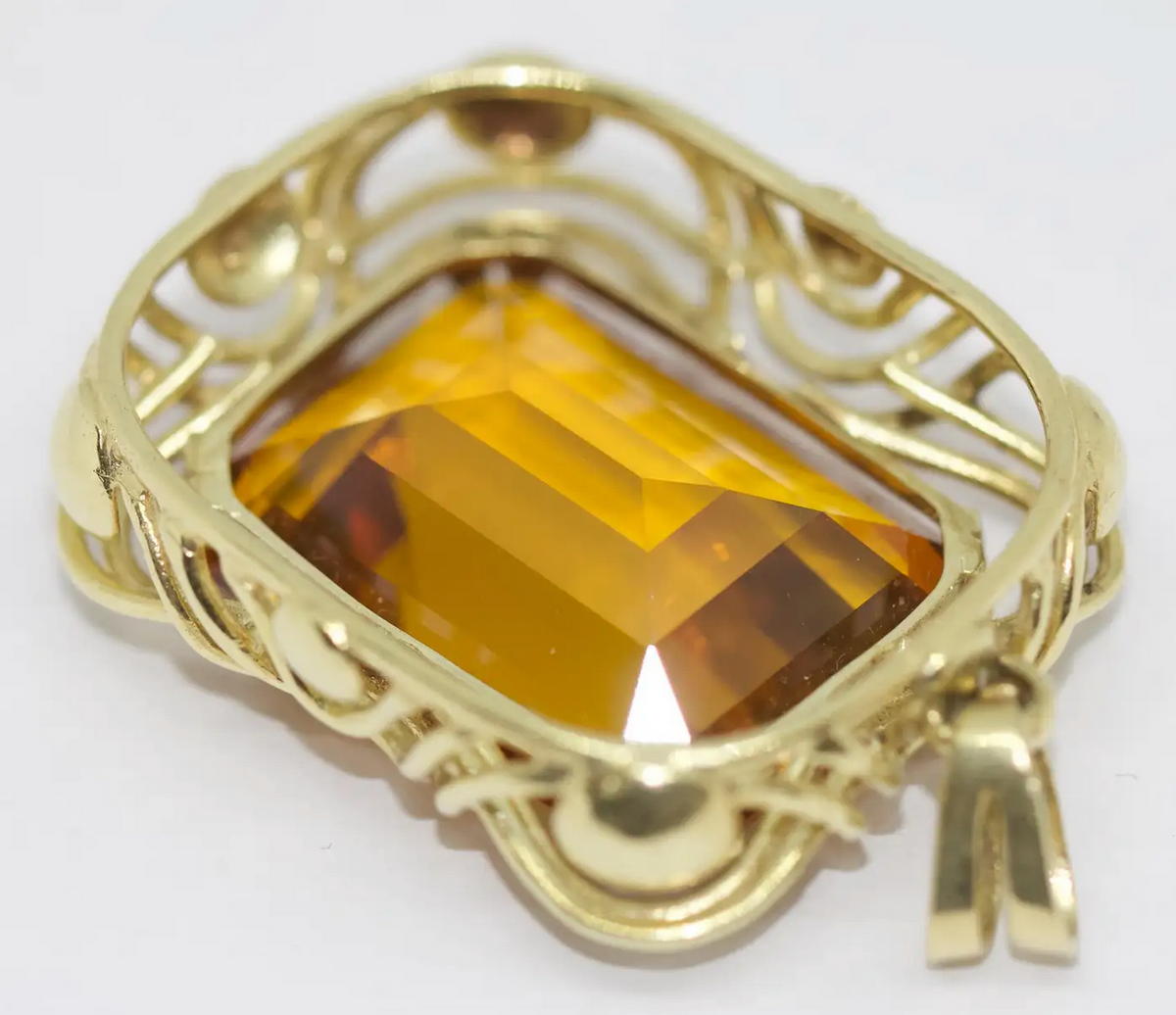 Anhänger Gelbgold mit großem Citrin im Smaragdschliff