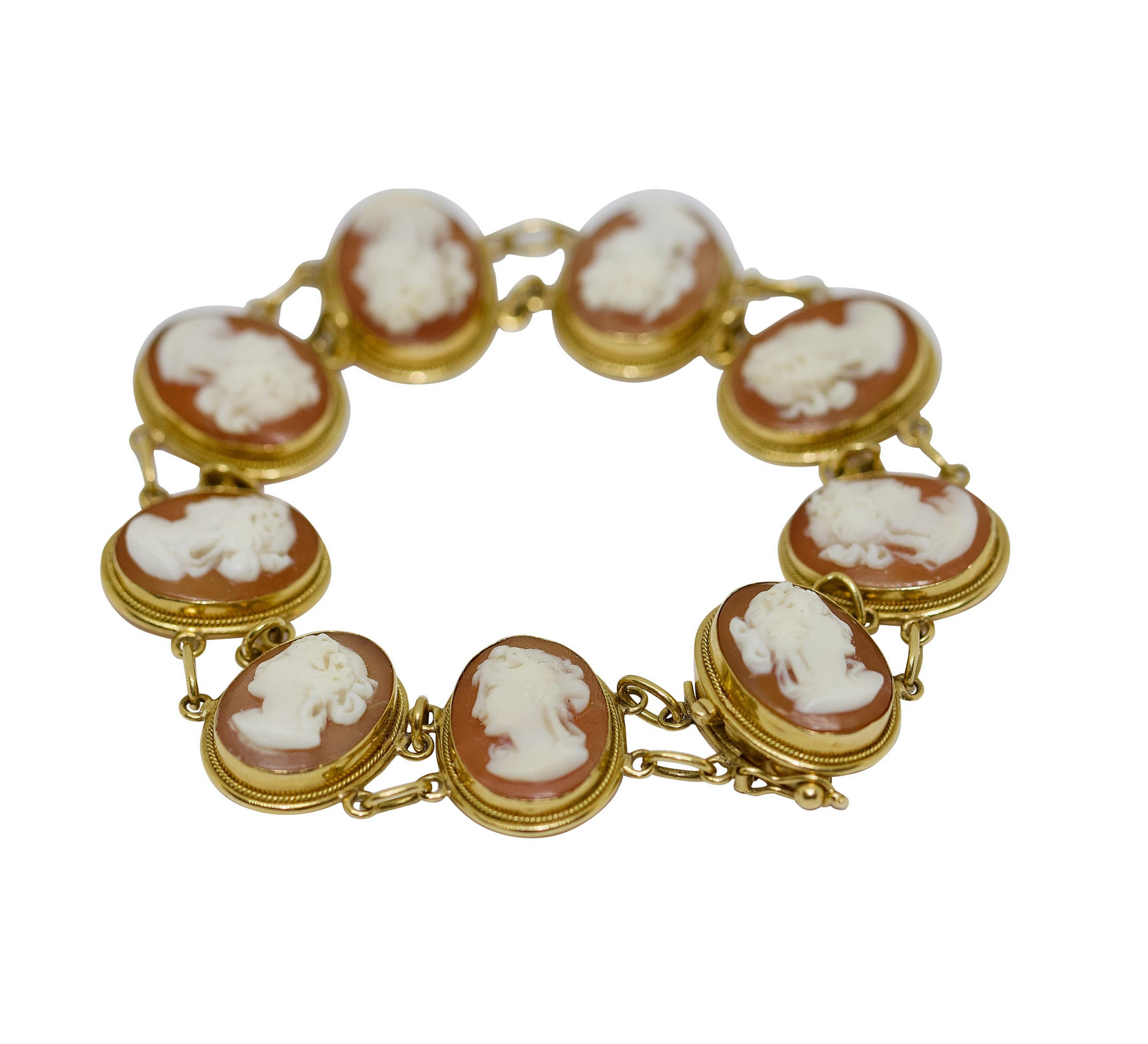 Armband aus 18 Karat Gelbgold mit handgeschnitzten Kameen