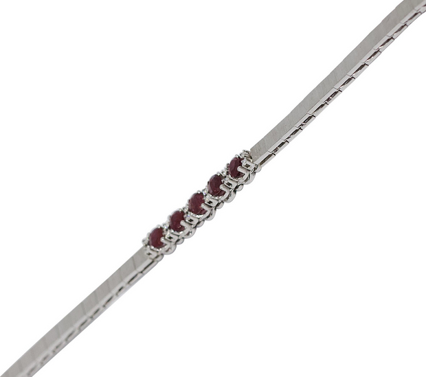 Tennisarmband Weißgold mit Rubinen und Diamanten