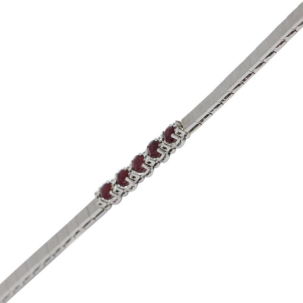 Tennisarmband Weißgold mit Rubinen und Diamanten