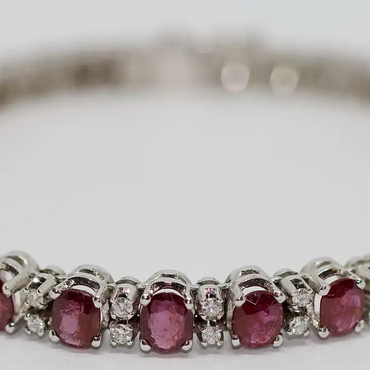 Tennisarmband Weißgold mit Rubinen und Diamanten