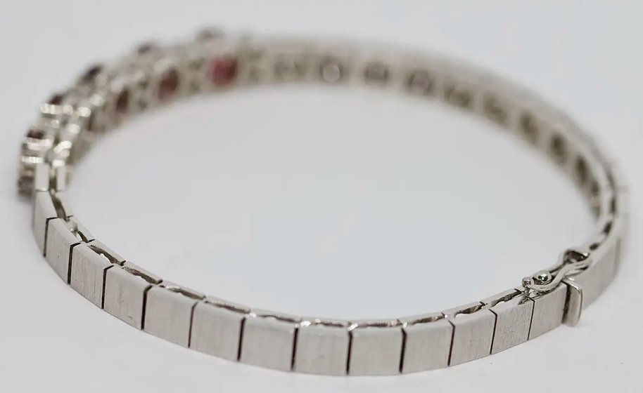Tennisarmband Weißgold mit Rubinen und Diamanten