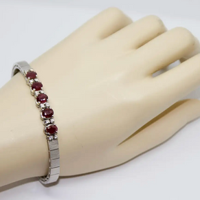 Tennisarmband Weißgold mit Rubinen und Diamanten