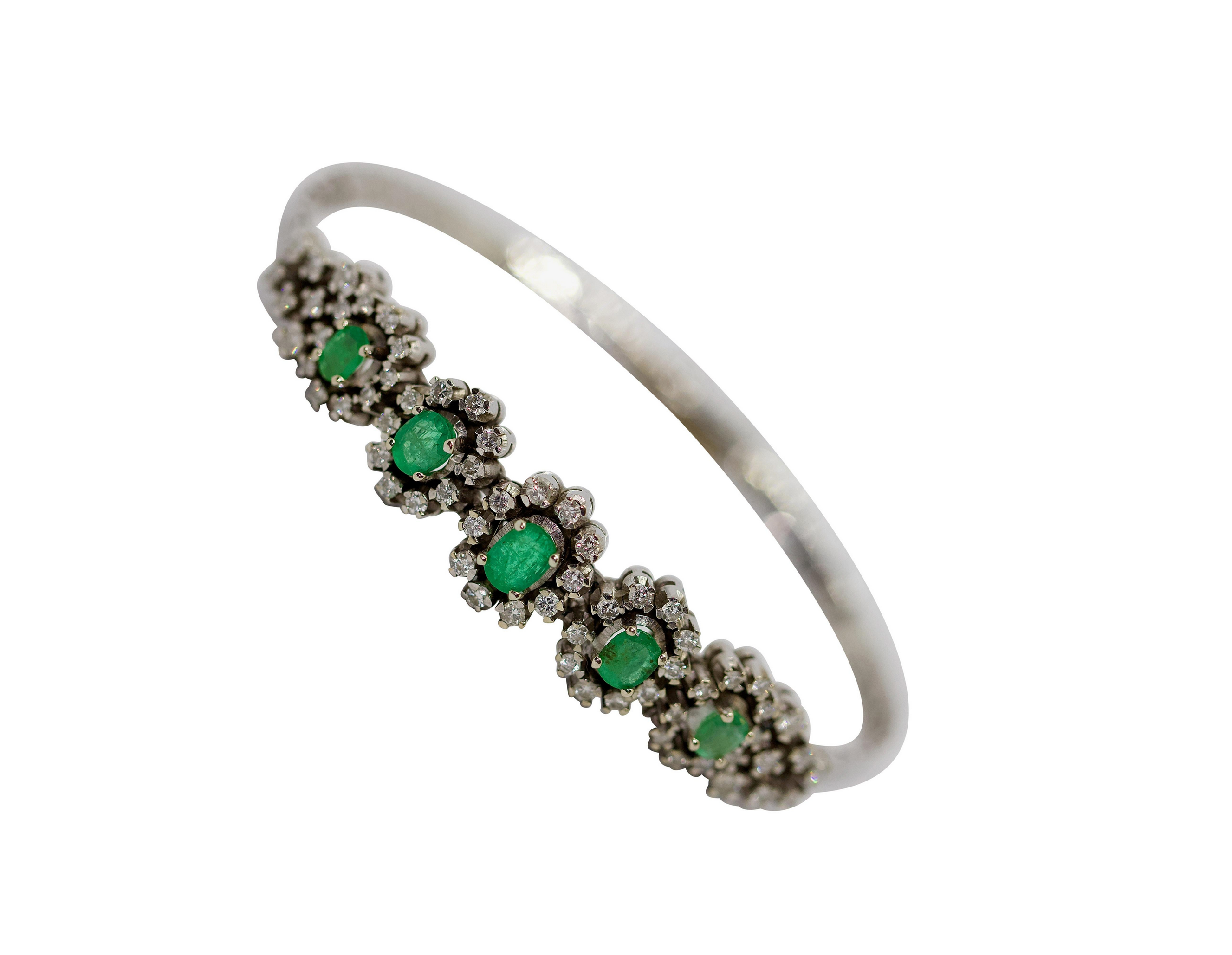 Weißgold-Armband mit Smaragden und Diamanten