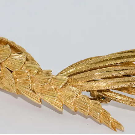 Vogel-Brosche aus 18 Karat Gold mit Rubin und Diamanten