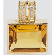 Anhänger aus 18 Karat Gelbgold mit großem Citrin im Smaragdschliff und Diamanten