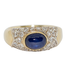 Ring aus 18 Karat Gelbgold mit 1,64 Karat Saphir und Diamanten