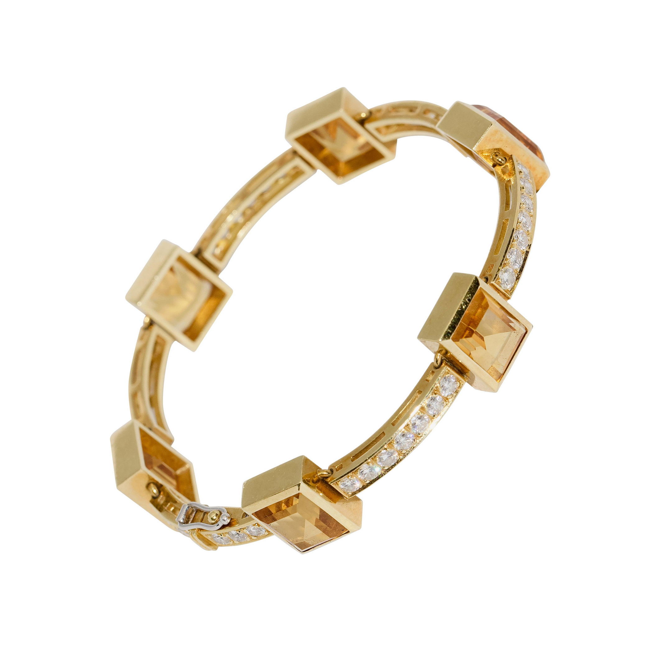 Armband aus 18 Karat Gelbgold mit Citrinen und 41 Diamanten