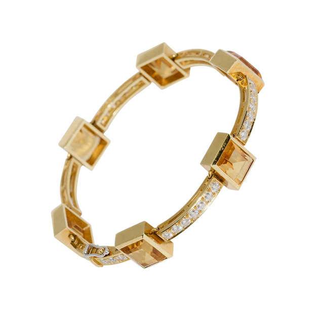 Armband aus 18 Karat Gelbgold mit Citrinen und 41 Diamanten