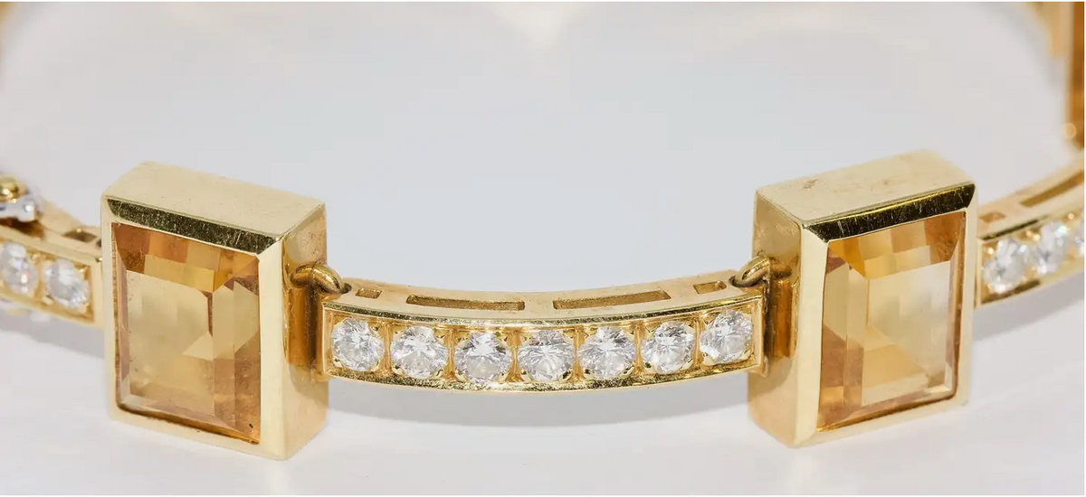 Armband aus 18 Karat Gelbgold mit Citrinen und 41 Diamanten