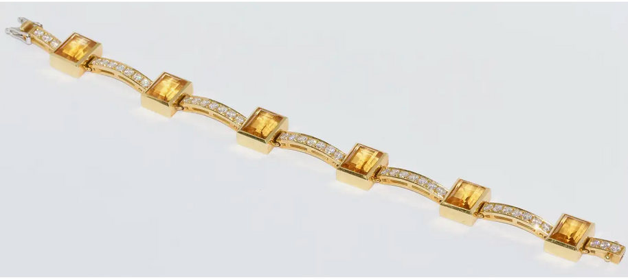 Armband aus 18 Karat Gelbgold mit Citrinen und 41 Diamanten