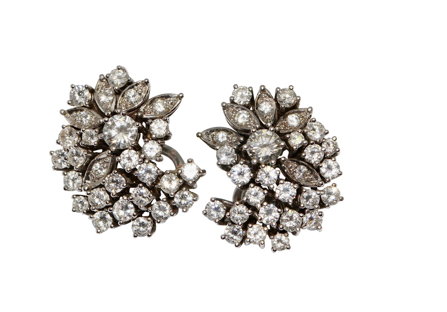 Diamant-Ohrringe mit Clips Weißgold – Brillantpavé, ca. 4 ct gesamt