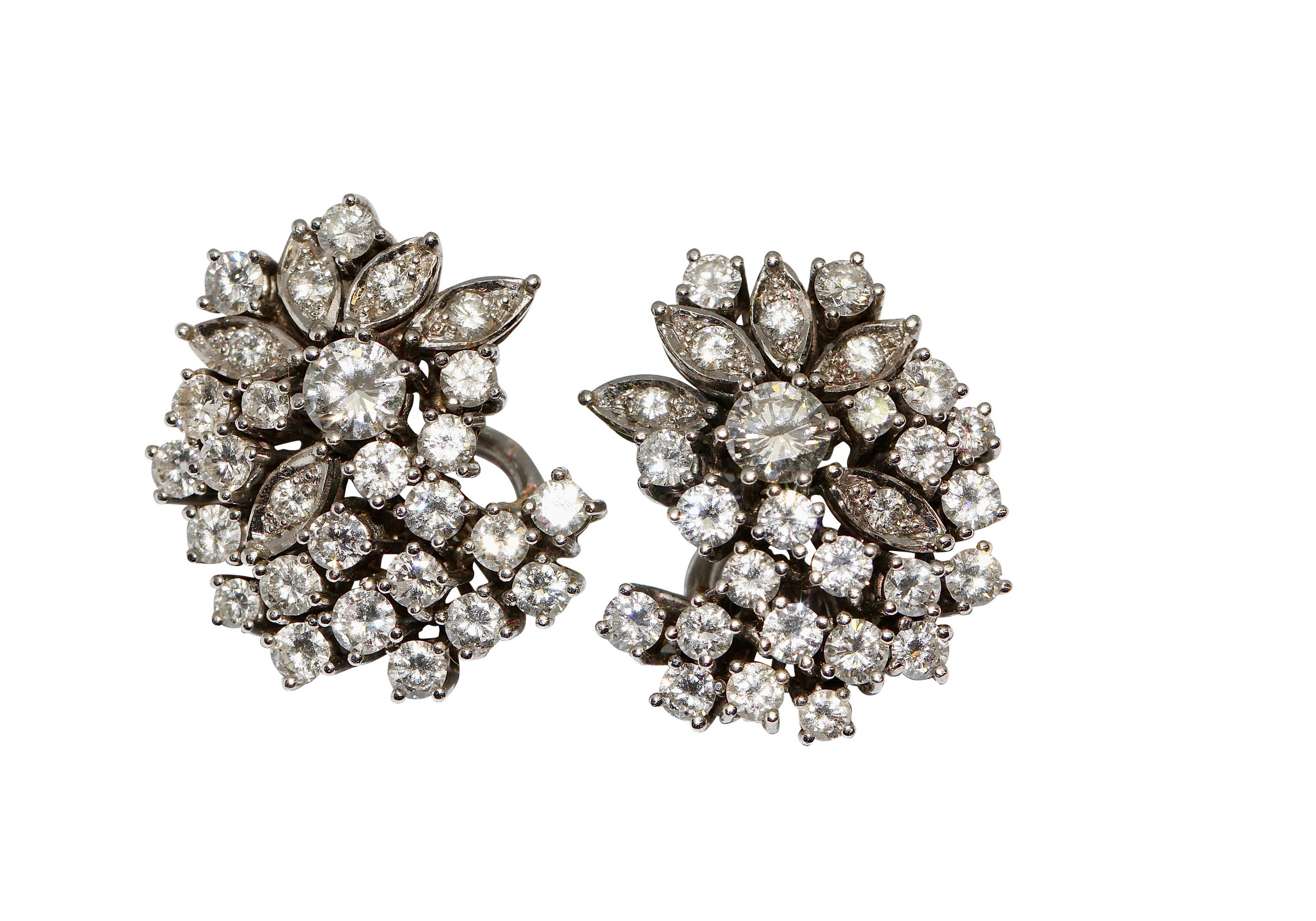 Diamant-Ohrringe mit Clips Weißgold – Brillantpavé, ca. 4 ct gesamt