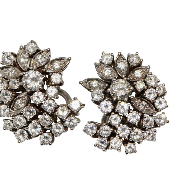 Diamant-Ohrringe mit Clips Weißgold – Brillantpavé, ca. 4 ct gesamt