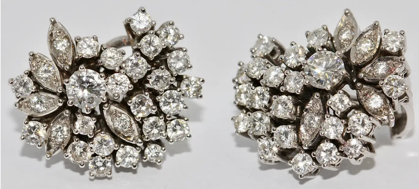 Diamant-Ohrringe mit Clips Weißgold – Brillantpavé, ca. 4 ct gesamt