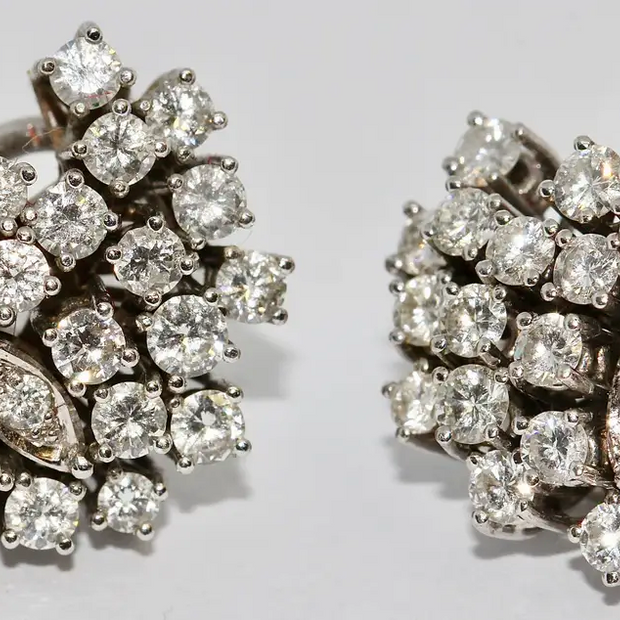 Diamant-Ohrringe mit Clips Weißgold – Brillantpavé, ca. 4 ct gesamt