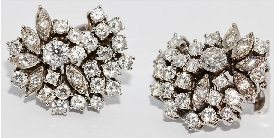 Diamant-Ohrringe mit Clips Weißgold – Brillantpavé, ca. 4 ct gesamt