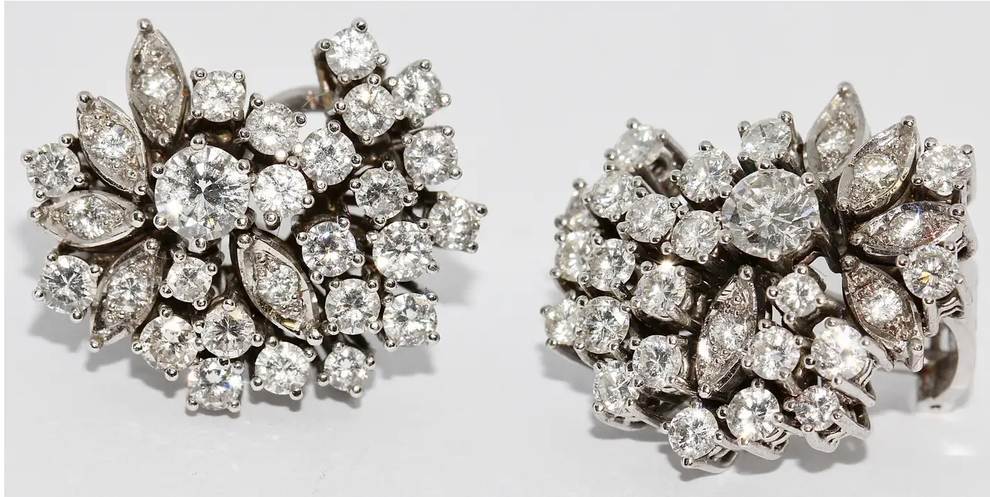 Diamant-Ohrringe mit Clips Weißgold – Brillantpavé, ca. 4 ct gesamt