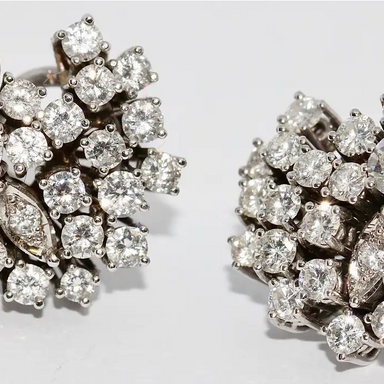 Diamant-Ohrringe mit Clips Weißgold – Brillantpavé, ca. 4 ct gesamt