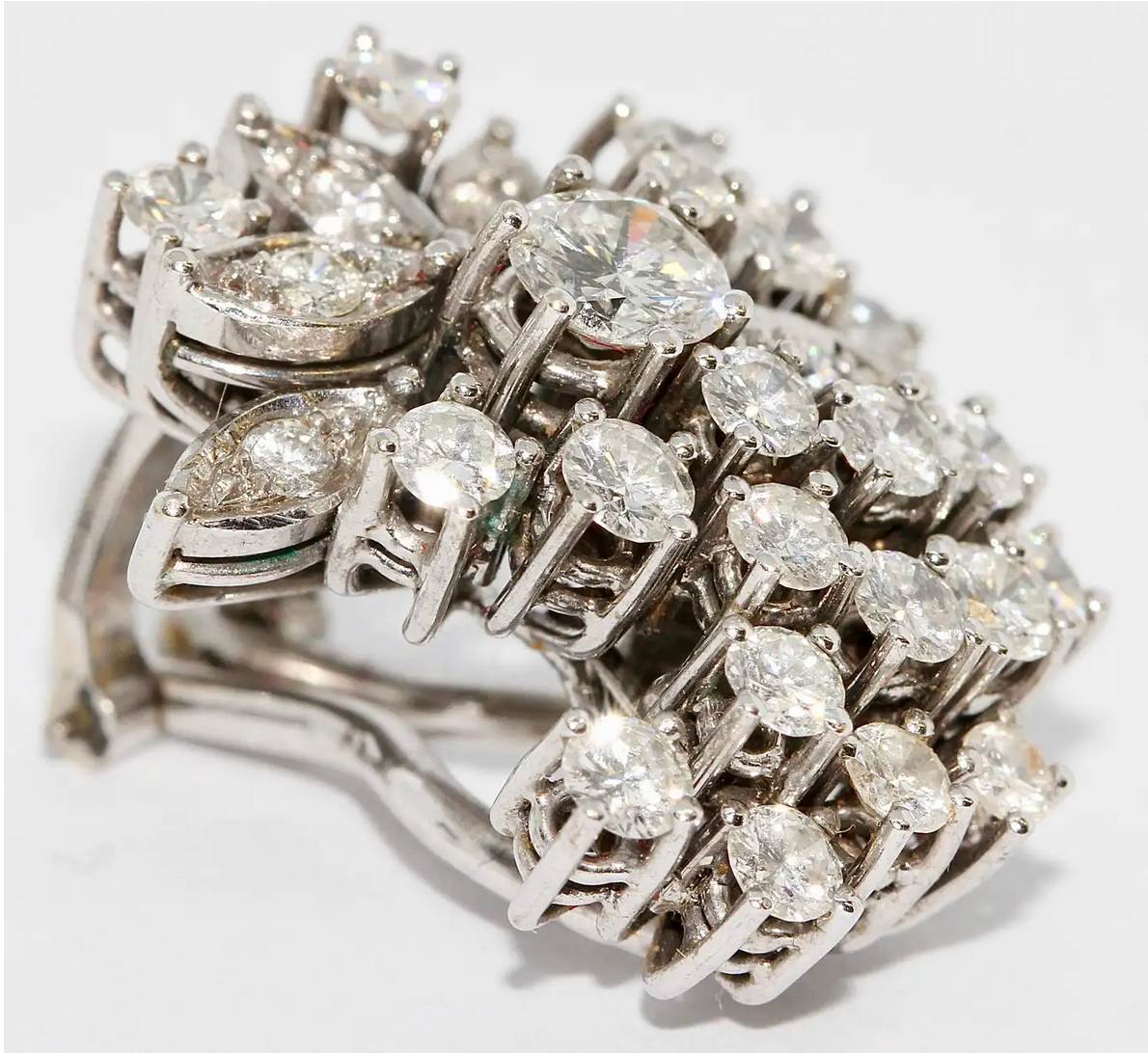 Diamant-Ohrringe mit Clips Weißgold – Brillantpavé, ca. 4 ct gesamt