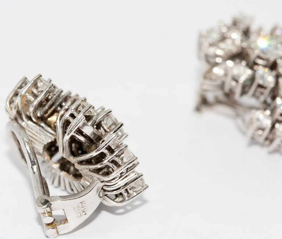 Diamant-Ohrringe mit Clips Weißgold – Brillantpavé, ca. 4 ct gesamt