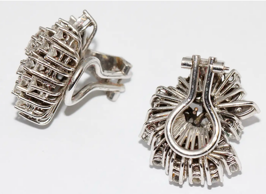 Diamant-Ohrringe mit Clips Weißgold – Brillantpavé, ca. 4 ct gesamt