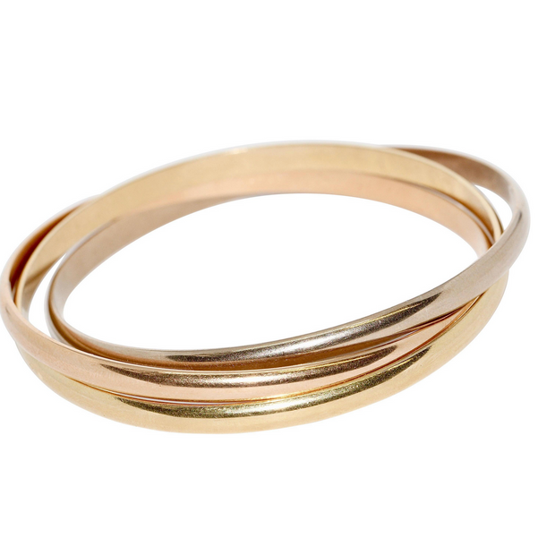 Cartier „Trinity“ Armreif MD aus 18 Karat Gelb-, Weiß- und Roségold