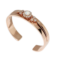 Antiker Damenarmreif mit Opal und Diamanten in 14 Karat Roségold