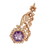 Antiker viktorianischer Anhänger mit Amethyst und Naturperlen in 14 Karat Roségold