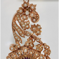 Antiker viktorianischer Anhänger mit Amethyst und Naturperlen in 14 Karat Roségold