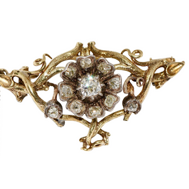 Antike Gold Brosche mit Diamanten im Naturalistic Style
