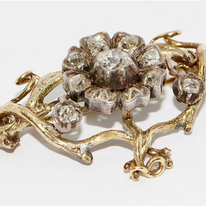 Antike Gold Brosche mit Diamanten im Naturalistic Style