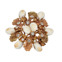 Antike Jagdbrosche aus Rosé- und Gelbgold mit Diamanten und Grandeln