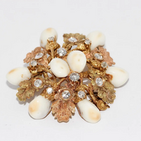 Antike Jagdbrosche aus Rosé- und Gelbgold mit Diamanten und Grandeln