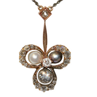 Antikes Jugendstil-Collier aus Gold mit Diamanten und Naturperlen