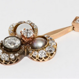 Antikes Jugendstil-Collier aus Gold mit Diamanten und Naturperlen