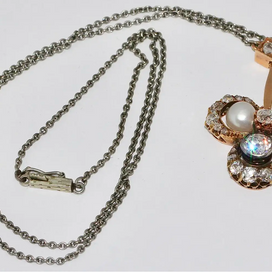 Antikes Jugendstil-Collier aus Gold mit Diamanten und Naturperlen