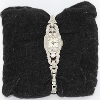Antike Damenarmbanduhr aus Platin mit Diamanten – Jugendstil