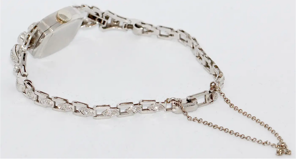 Antike Damenarmbanduhr aus Platin mit Diamanten – Jugendstil