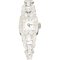 Antike Damenarmbanduhr aus Platin mit Diamanten – Jugendstil