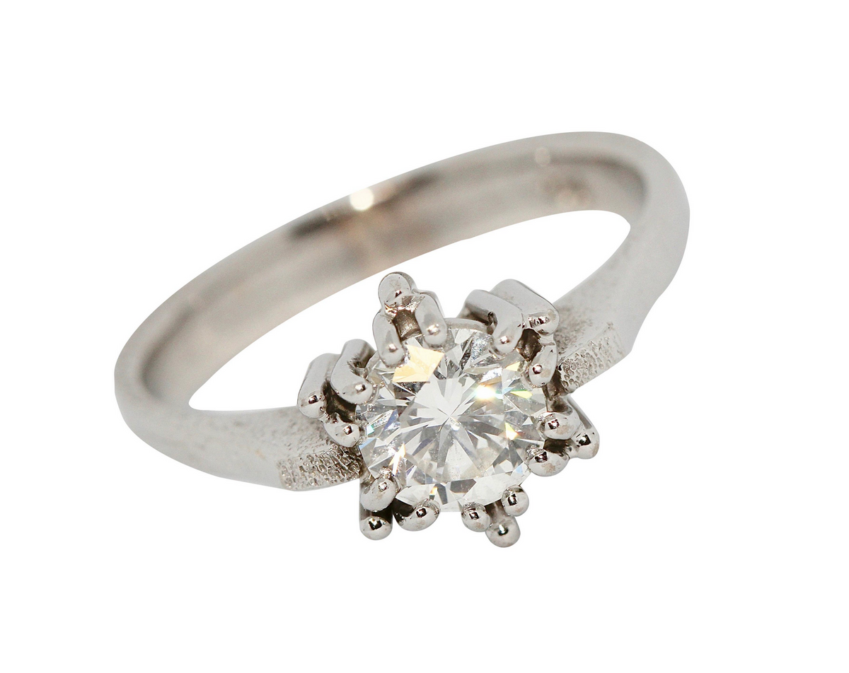 Zertifizierter Solitärring, Verlobungsring mit 1,01 ct Diamant Top Wesselton – 18K Weißgold