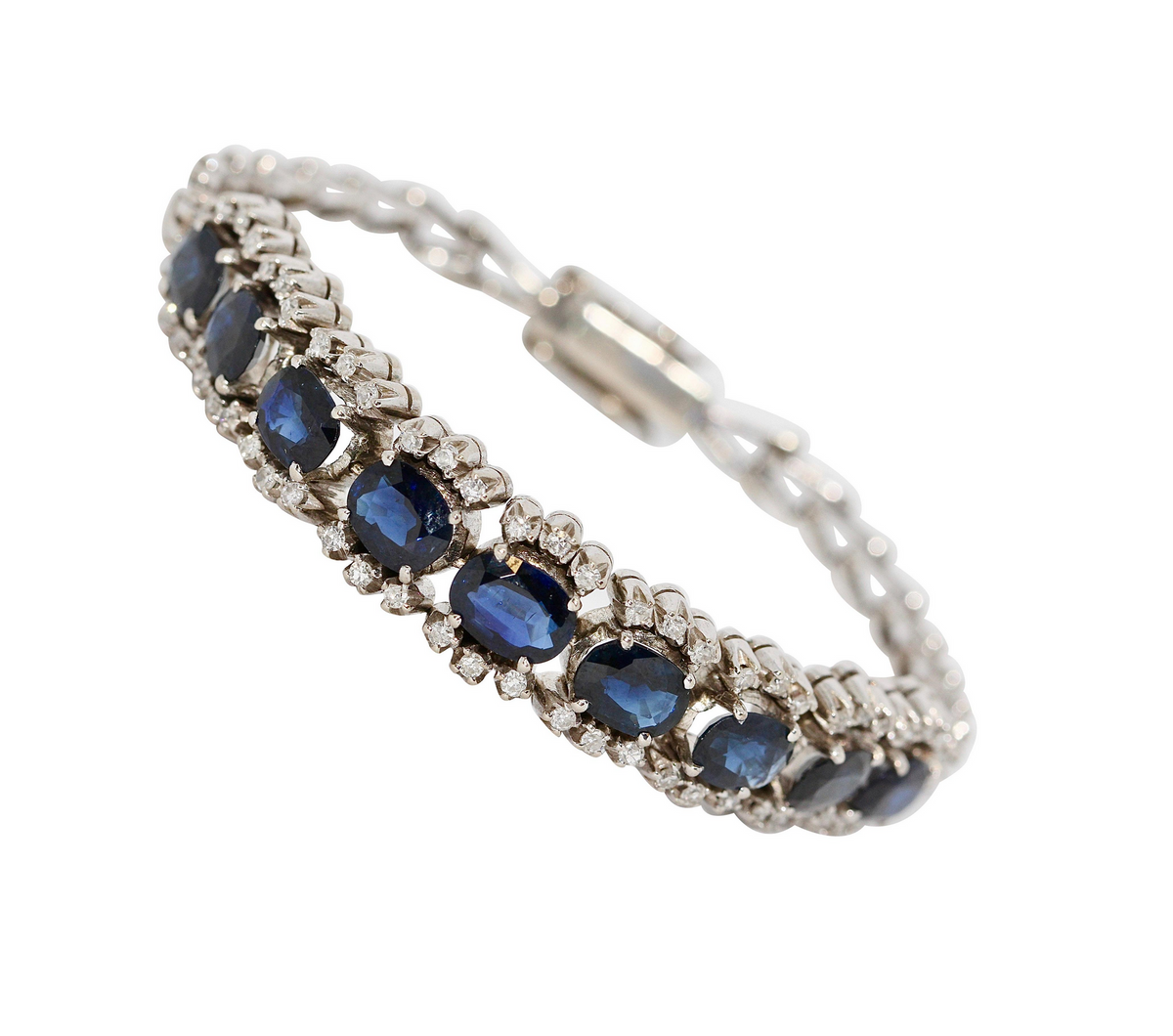 Elegantes Saphir-Diamant-Armband aus 18 Karat Weißgold