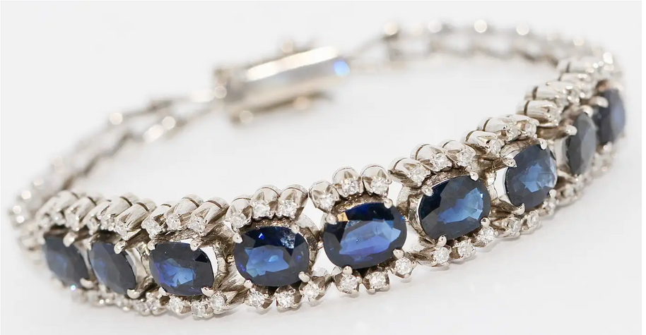 Elegantes Saphir-Diamant-Armband aus 18 Karat Weißgold