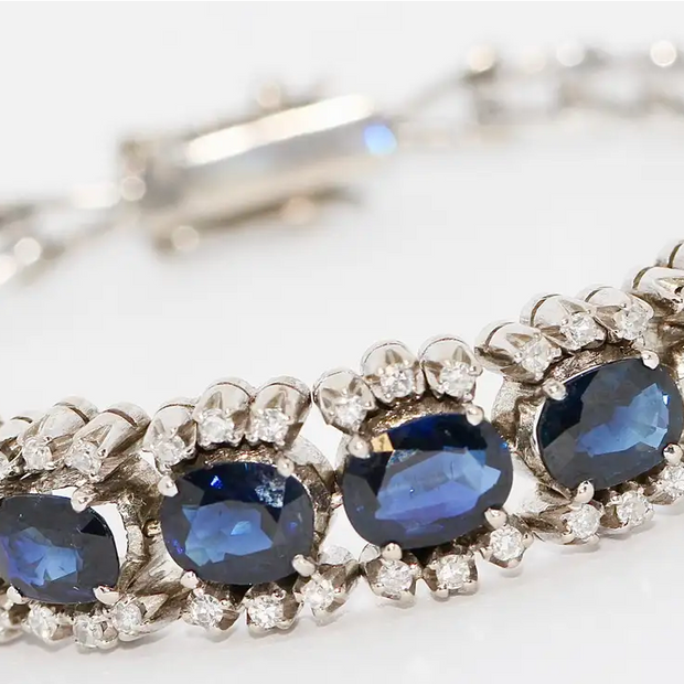 Elegantes Saphir-Diamant-Armband aus 18 Karat Weißgold